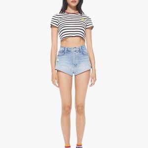 MOTHER X Carolyn Murphy The Tomcat Kick Fray Upcycled Shorts